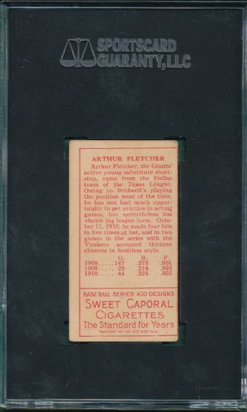 1911 T205 Fletcher Sweet Caporal Cigarettes SGC 60