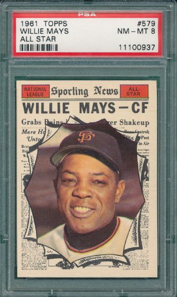 1961 Topps #579 Willie Mays AS PSA 8 *High #*