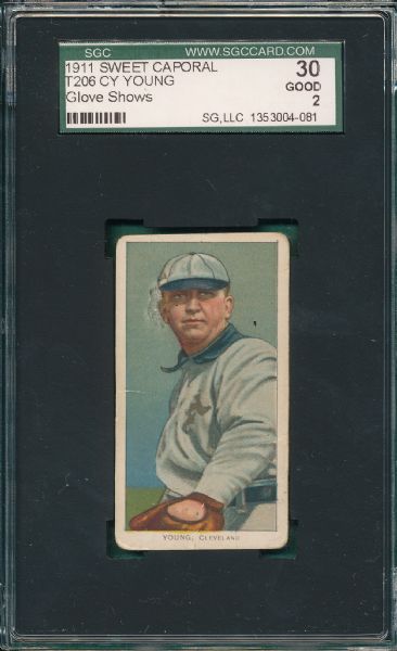 1909-1911 T206 Young, Cy, Glove, Sweet Caporal Cigarettes SGC 30