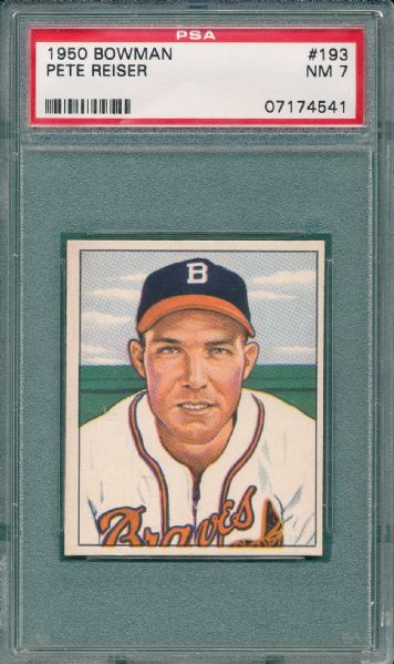 1950 Bowman #193 Pete Reiser PSA 7