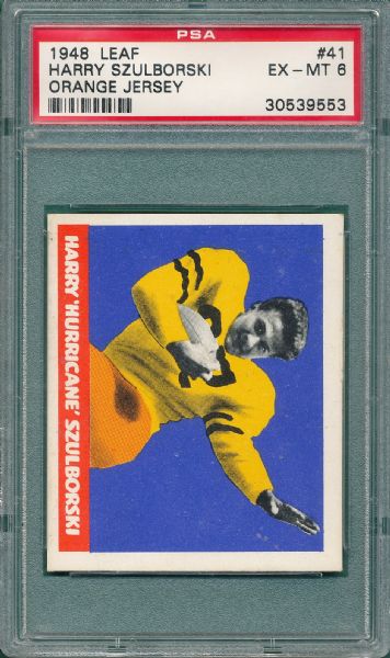 1948 Leaf FB #41 Harry Szulborski, Orange, PSA 6