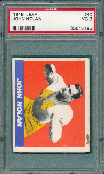 1948 Leaf FB #05 Jackson, #28 Wistert & #40 Nolan (3) Card Lot PSA 