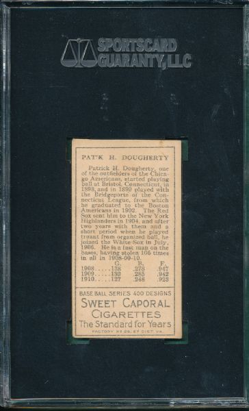 1911 T205 Dougherty, Red Sock Sweet Caporal Cigarettes SGC 60