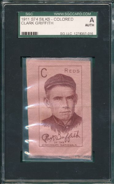 1911 S74 Silk, Clark Griffith, Colored, SGC Authentic