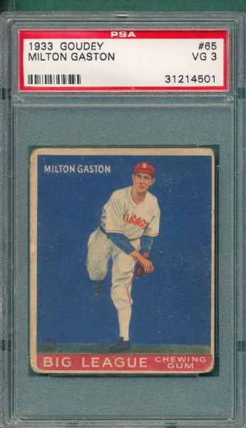 1933 Goudey #65 Milton Gaston PSA 3