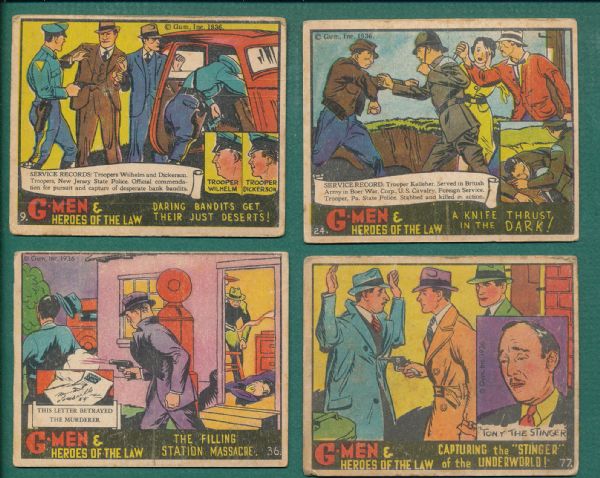1936 G-Men & Hereos of the Law & 1939 R173 World in Arms? Gum Inc.  Lot of (10)