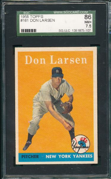 1958 Topps #161 Don Larsen SGC 86
