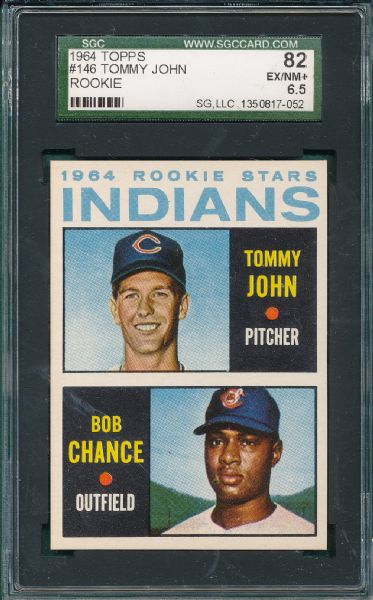 1964 Topps #146 Tommy John & #167 Pinella (2) Card Lot SGC *Rookie*