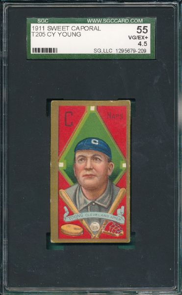 1911 T205 Cy Young Sweet Caporal Cigarettes SGC 55