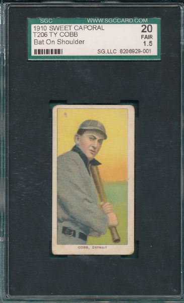 1909-1911 T206 Ty Cobb, Bat On, Sweet Caporal Cigarettes SGC 20