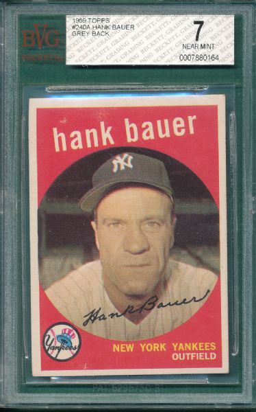 1956 & 59 Topps Hank Bauer (2) Card Lot Yankees BVG