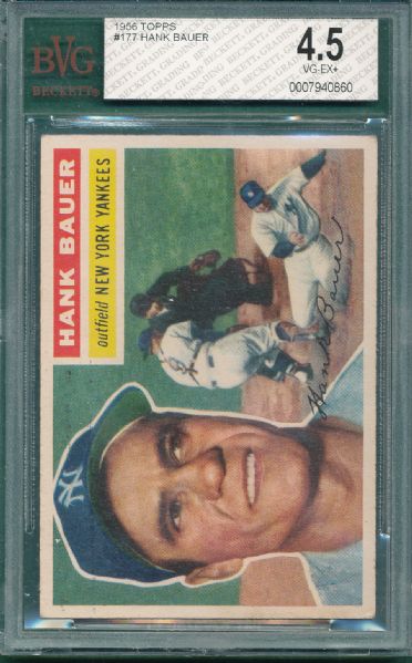 1956 & 59 Topps Hank Bauer (2) Card Lot Yankees BVG