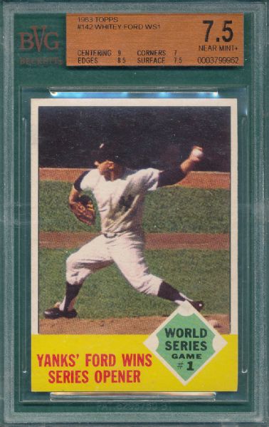 1963 Topps #60 Howard BVG 7 & #142 Ford WS #1 BVG 7.5, (2) Card Lot, Yankees