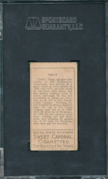 1911 T205 Gray, No Stats, Sweet Caporal Cigarettes SGC 60