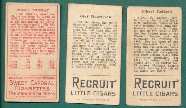 1911-12 T205 & T207 (3) Card Lot