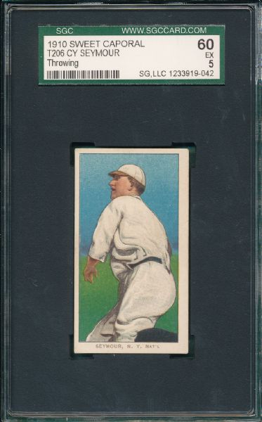 1909-1911 T206 Seymour, Throwing Sweet Caporal Cigarettes SGC 60