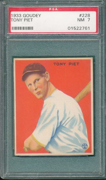 1933 Goudey #228 Tony Piet PSA 7