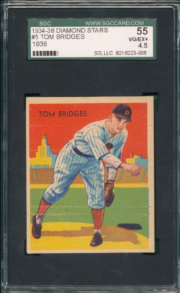 1934-36 Diamond Stars #4 Myer, #5 Bridges & #6 Bishop (3) Card Lot SGC 