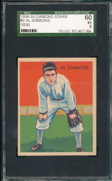 1934-36 Diamond Stars #2 Al Simmons, 1936, SGC 60