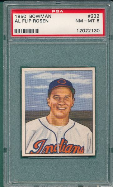 1950 Bowman #232 Al Rosen PSA 8