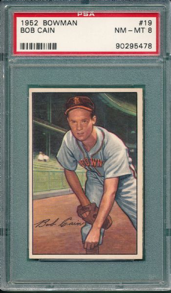 1952 Bowman #19 Bob Cain PSA 8