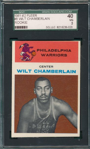 1961-62 Fleer BSKT #08 Wilt Chamberlin SGC 40 *Rookie*