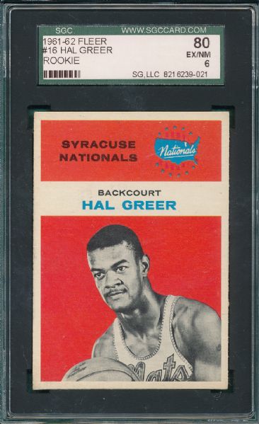 1961-62 Fleer BSKT #16 Hal Greer SGC 80 *Rookie*