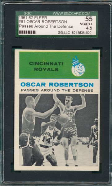 1961-62 Fleer BSKT #61 Oscar Robertson IA SGC 55
