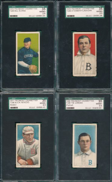 1909-1911 T206 (4) Card Lot W/ Burns SGC 35