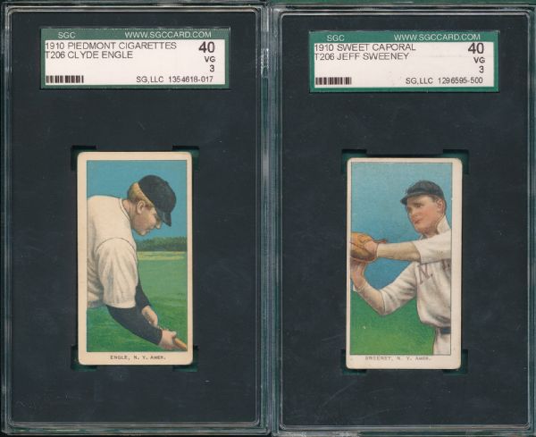 1909-1911 T206 Engle & Sweeney (2) Card Lot SGC 40