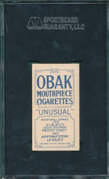 1910 T212-2 Killilay Obak Cigarettes SGC 50