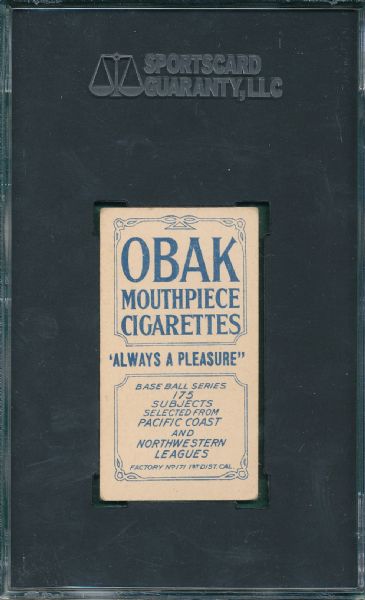 1910 T212-2 Thomas Obak Cigarettes SGC 50