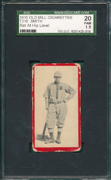 1910 T210-3 Smith, Bat at Hip, Old Mill Cigarettes SGC 20