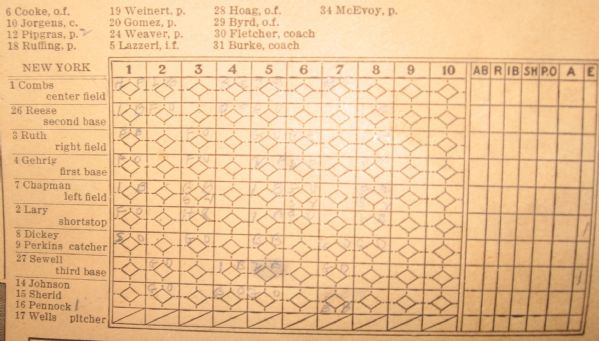 1923-40 New York Yankees, Giants & Senators Score Cards Lot of (3) 