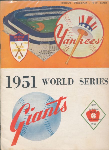 1951 Yankees Vs Giants World Series Program