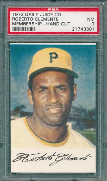 1972 Daily Juice Co. Roberto Clemente (2) Card Lot PSA 7