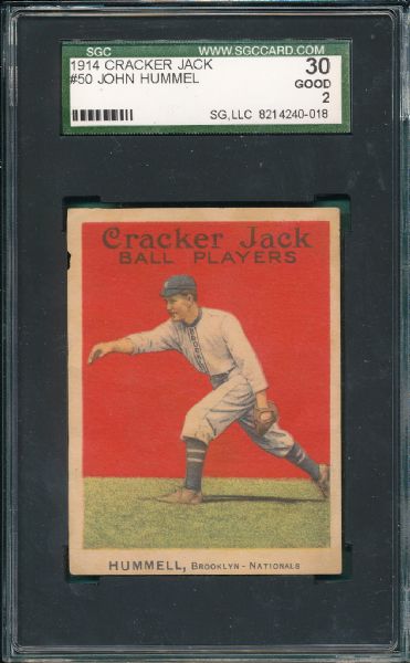 1914 Cracker Jack #50 John Hummel SGC 30