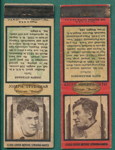 1936-38 Diamond Matchbooks FB Lot of (6)