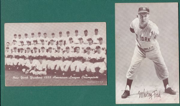 1947-66 Exhibits New York Yankees Lot of (3) Berra, Ford & 1955 Team