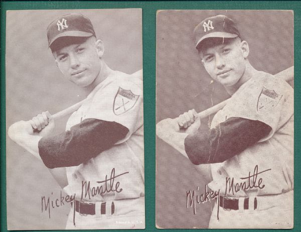 1947-66 Exhibits Mickey Mantle, New York Yankees Lot of (2) Variations 