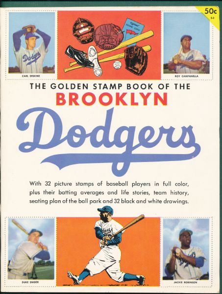 1955 Golden Stamp Book, Brooklyn Dodgers W/ Jackie Robinson
