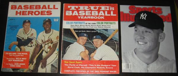 1953-95 Baseball Magazines Lot of (8) W/ Mantle