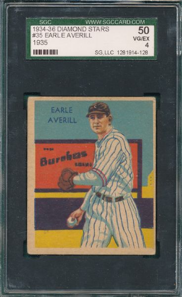 1934-36 Diamond Stars #35 Earle Averill SGC 50