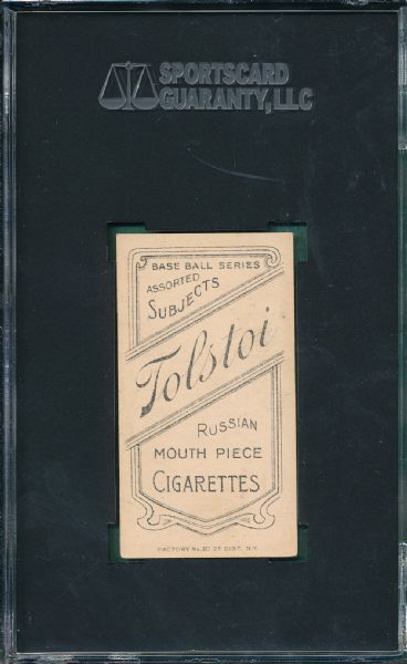 1909-1911 T206 Seymour, Portrait, Tolstoi Cigarettes SGC Authentic