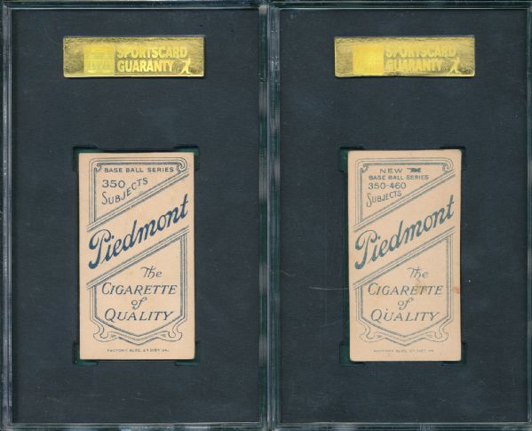 1909-1911 T206 Bridwell & Malarky Piedmont Cigarettes (2) Card Lot SGC Authentic