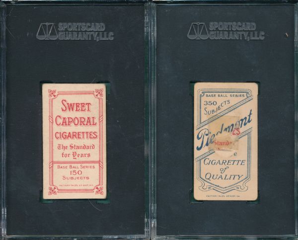 1909-1911 T206 Tenney & Schreck Piedmont Cigarettes (2) Card Lot SGC Authentic