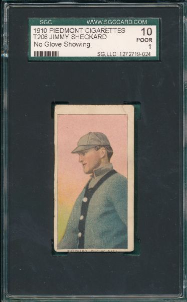 1909-1911 T206 Sheckard, Smith & Snodgrass Piedmont Cigarettes (3) Card Lot SGC 10