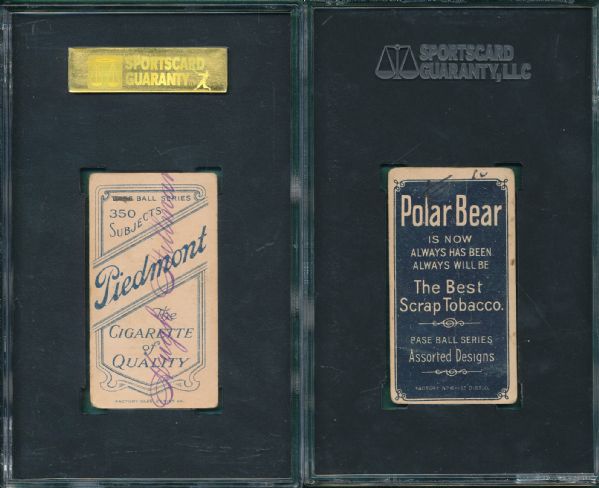 1909-1911 T206 Sheckard, Smith & Snodgrass Piedmont Cigarettes (3) Card Lot SGC 10