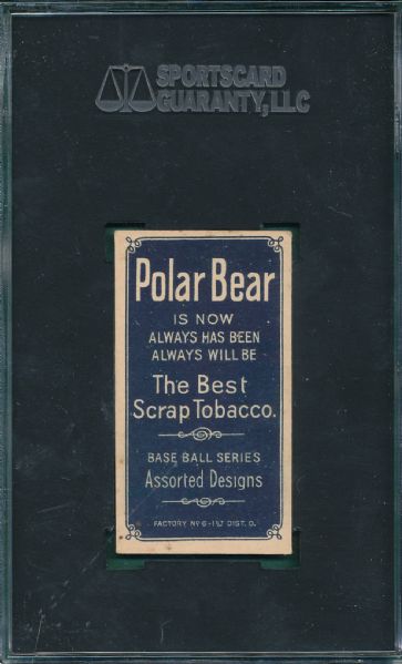 1909-1911 T206 Jordan, Batting, Polar Bear Tobacco SGC Authentic