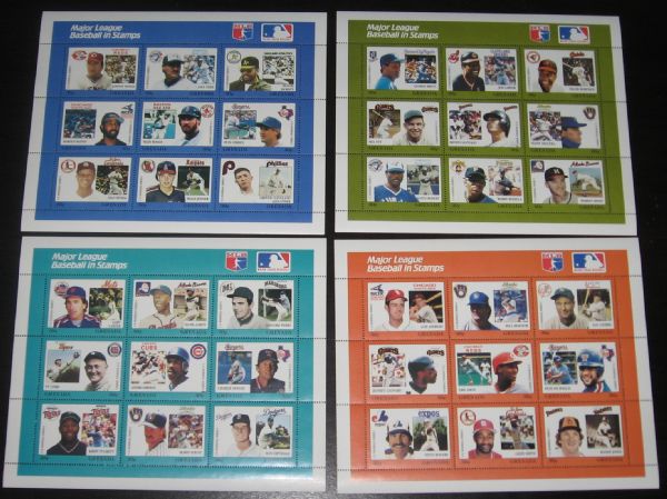 1988 Grenada MLB Stamps Complete Set (9) Full Sheets